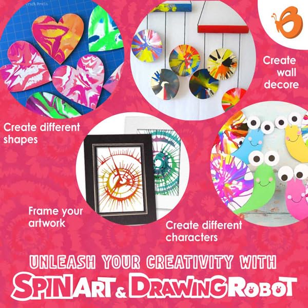 Butterfly EduFields Spin Art & Craft Kit for Kids | Educational Birthday Gift for 3+ 4 5 6 7 Year Old Boys and Girls| DIY Painting Kit for Kids | STEM Toy for for 3+ Years | Science Project Kit - style: Spin Art