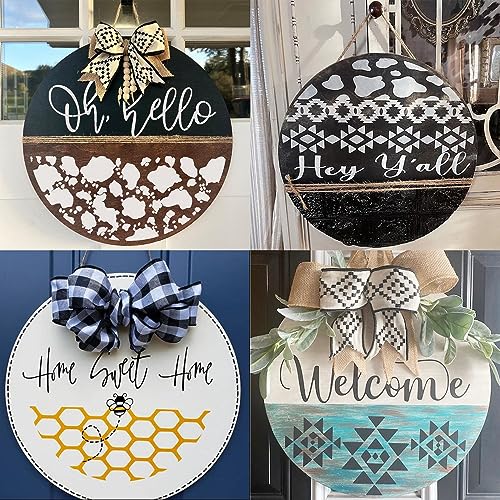 Welcome Stencils for Painting on Wood 12” Welcome Stencil for Wood Sign Hello Doormat Stencils Templates for Door Hanger Door Mat Fabrics - style: Daily 13p