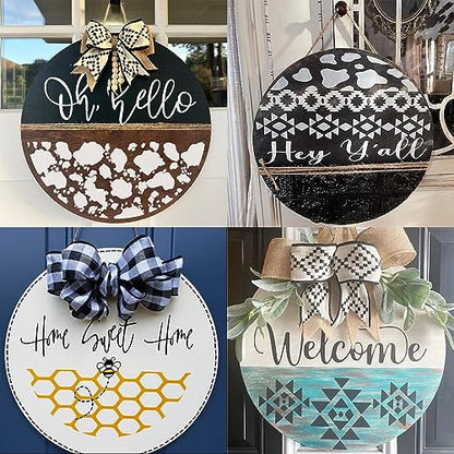 Welcome Stencils for Painting on Wood 12” Welcome Stencil for Wood Sign Hello Doormat Stencils Templates for Door Hanger Door Mat Fabrics - style: Daily 13p