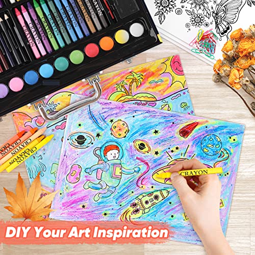 Soucolor 183-Pack Cute Preppy Stuff School Office Teacher Supplies: 48 ct Crayons, 24 Oil Pastels, 24 Drawing Pencils, Art Markers, Watercolor Cakes, Sketch Papers, Classroom Must Have, Stocking Stuff - style: Spaceship