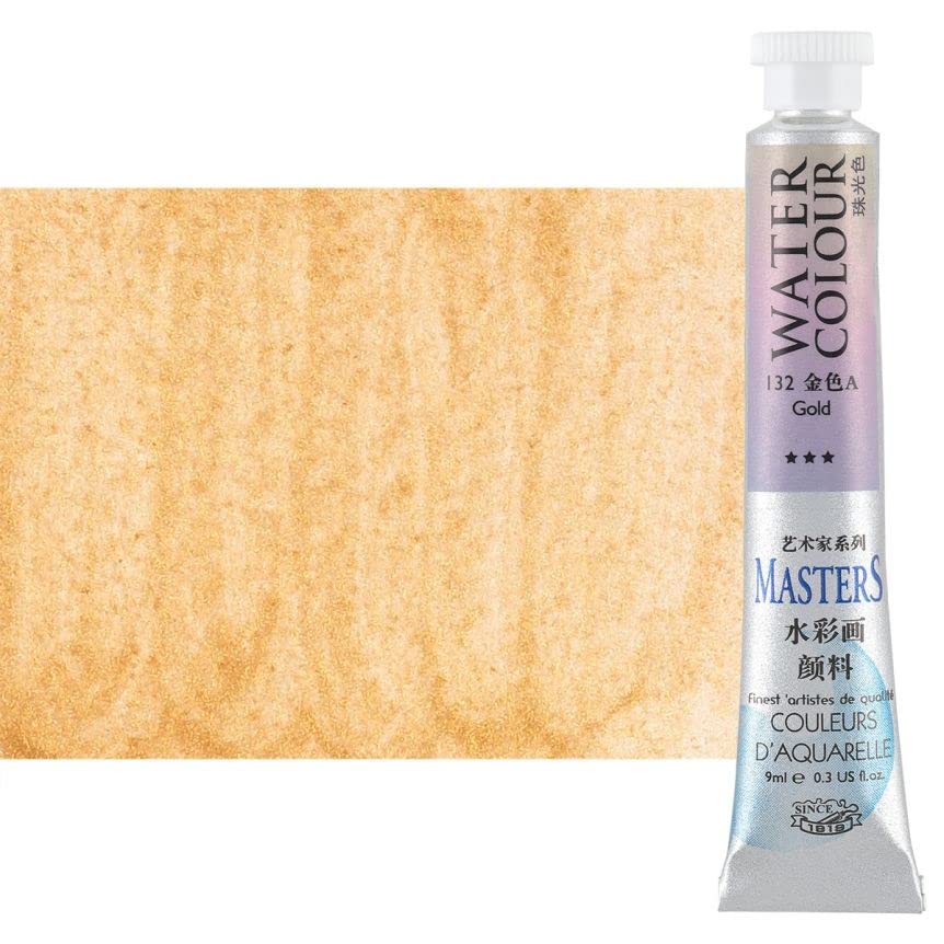 Marie's Masters Quality Watercolor Paint - Gold, 9 mL - Concentrated Color, Pure Pigments, High Lightfastness Ratings - color: Gold