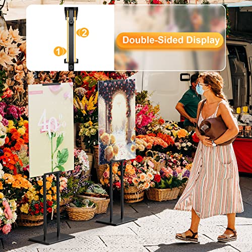 WHAUU Display Stand Sign Holder,Heavy Duty Adjustable Pedestal Sign Stand Up to 75 inch,Double-Sided for Board & Foam Sign,Sign Stand with Base,Fit Wedding,Restaurant or Business(Poster not Included) - size: 75 inch-1PACK