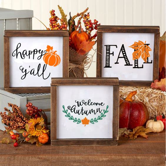 DGAGA Chalk Mesh Transfers Reusable Silk Screen Stencils Starter kit 17 PCS, Self Adhesive Transfers Farmhouse Fall Stencil with Chalk Paste Paint Screen Printing Tools Mini Squeegee - color: Farmhouse Fall, size: 17PCS Silk Screen Stencils