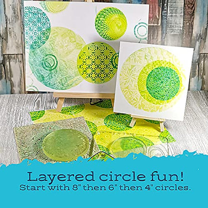 Gel Press Monoprinting Print Plate - 4” Circle (10.2 cm) Gel Plate - Printmaking Supplies - Reusable Gel Printing Plates for Press Art for Card Making, Scrapbooking, Journaling, Arts & Crafts - size: 4" Round