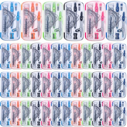 Zonon 36 Sets Math Geometry Kit Student 10 Pcs Shatterproof Storage Box Includes Compass, Rulers, Protractor, Eraser, Pencil Sharpener, Lead Refills, Pencil for Back to School Students Class Teacher