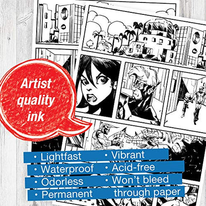 Faber-Castell PITT Artist Pen Manga Drawing Set 167132 - style: 4 Manga Black (B,F,S and XS Nibs)