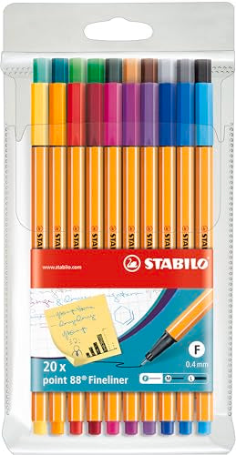 STABILO - point 88 - Fineliner - Pack of 20 - Assorted colors - size: 1 Count (Pack of 20)