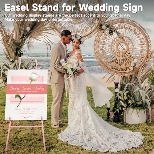 Easel Stand for Sign, Heavy Duty Metal Display Easel with Adjustable Chain, 4-Tier Height Art Easel for Painting, Wedding Sign, Posters & Commercial Display (Rose Gold) - color: Rose Gold