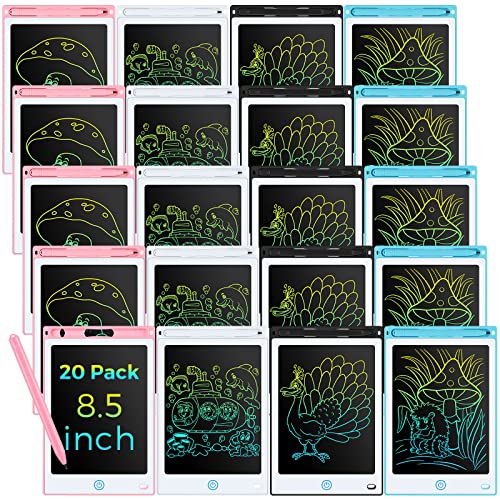 Zhehao 20 Pack LCD Writing Tablet for Kids: 8.5 Inch Colorful Drawing Doodle Boards - Reusable Erasable Doodle Board Educational Learning Toys Gifts for Toddlers Ages 3-8 Party Favors(Pastel,Classic) - color: Pastel, style: Classic