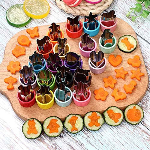 MUYIYAMEI Vegetable Cutter Shape Set, Mini Cookie Cutters,Biscuit Cutter to Decorate Food, Baking and Food Supplement tool Accessories Kitchen Crafts, (20PCS+20Fork)
