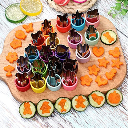 MUYIYAMEI Vegetable Cutter Shape Set, Mini Cookie Cutters,Biscuit Cutter to Decorate Food, Baking and Food Supplement tool Accessories Kitchen Crafts, (20PCS+20Fork)