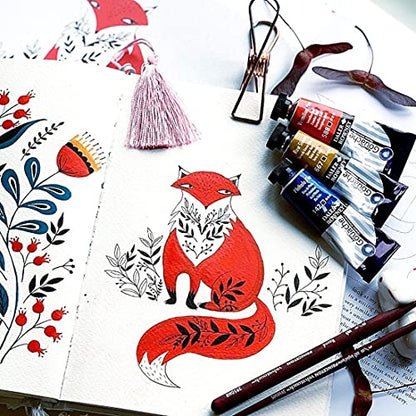 Daler-Rowney Aquafine Gouache Paint Introductory Set of 12 Colours x 15ml Tubes, Ideal for Beginner Artists & Students, Water-Based Paint for Canvas and Paper, Opaque Watercolours