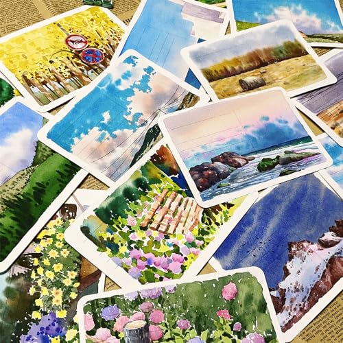 Watercolor Paper Postcards, 100% Cotton, 24 Sheets, 4x6 Inches, 140lb (300gsm), Cold Press, Watercolor Journal, Acid-Free Heavyweight Art Paper for Thank You Notes, Invitations, and Greeting Cards