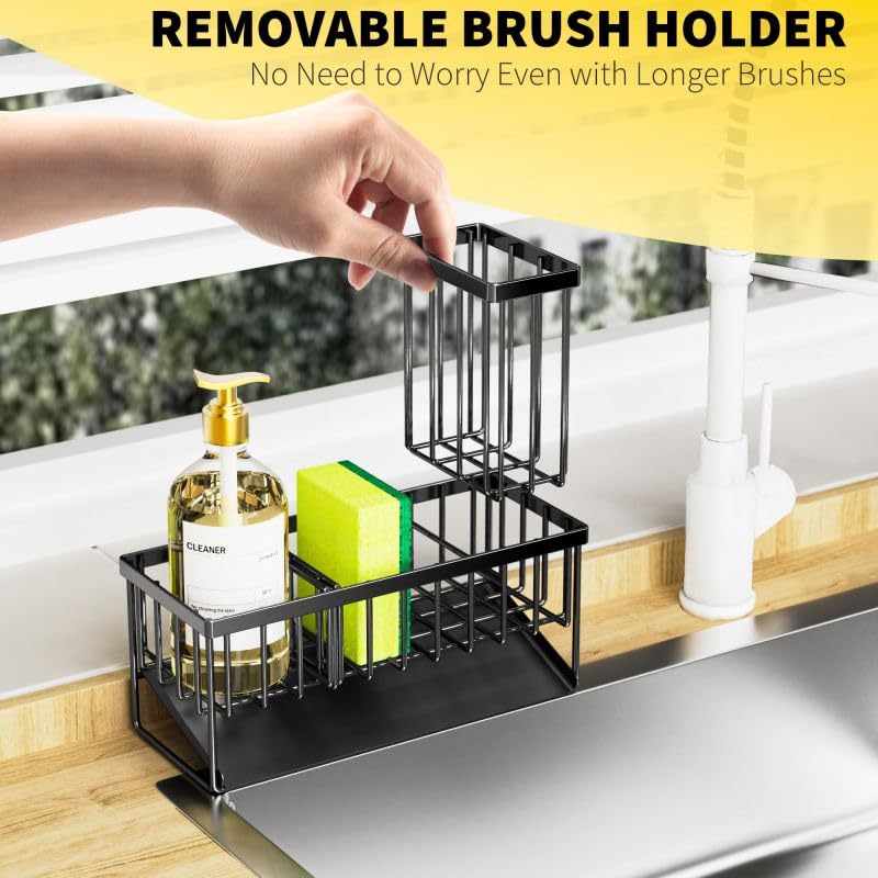 Sponge Holder for Kitchen. Sink Organizer, Dish Brush Holder, Rustproof