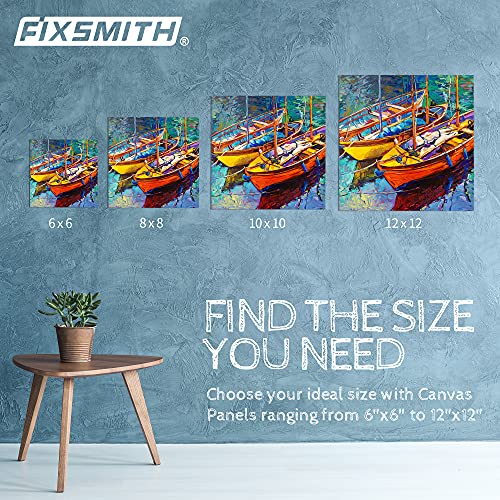 FIXSMITH Canvas Boards for Painting 6x6 Inch, Super Value 12 Pack White Blank Canvas Panels, 100% Cotton Primed, Painting Art Supplies for Professionals, Hobby Painters, Students & Kids - size: 6"×6"