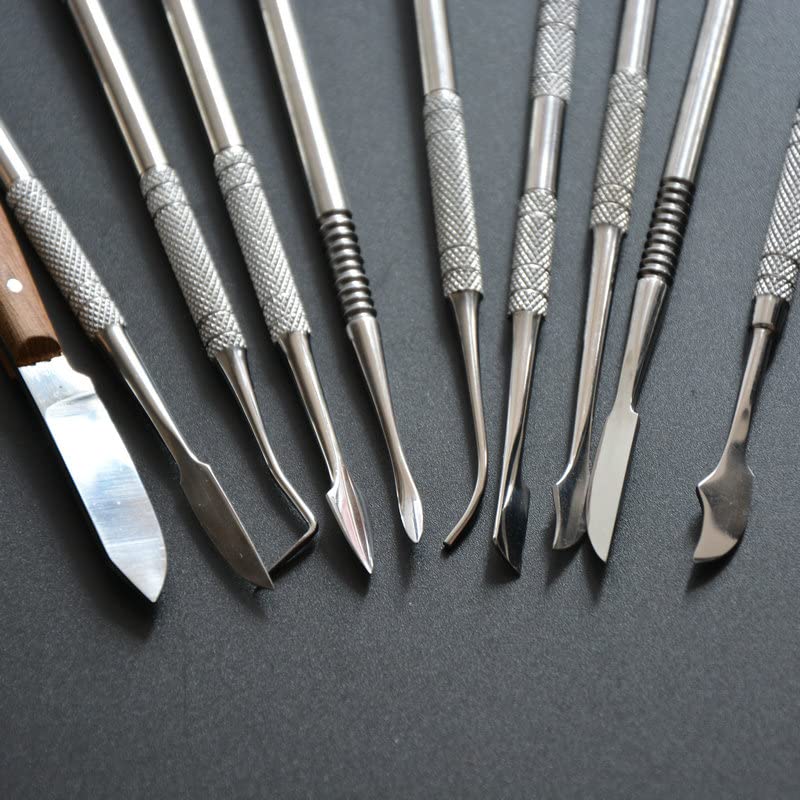 Angzhili Stainless Steel Dental Wax Carver Tools,10 Pcs Plaster Carving Knife,Wax Carving Kit for Wax Shaping,Dental Lab Tool,Dentist Sculpture Instruments Kit with Case