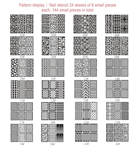 Reusable Nail Stencils for Nail Art - 144 Pieces with 72 Unique Designs, DIY French Tip Guides & Manicure Decals for Professional Salon-Quality Results at Home