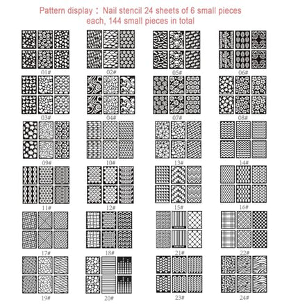 Reusable Nail Stencils for Nail Art - 144 Pieces with 72 Unique Designs, DIY French Tip Guides & Manicure Decals for Professional Salon-Quality Results at Home