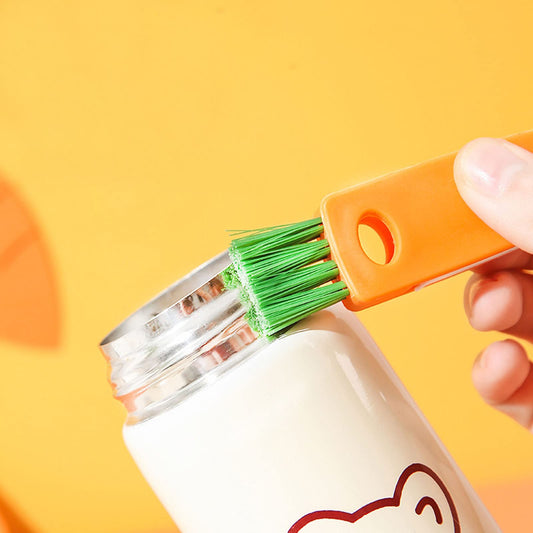 3 PCS 3 in 1 Tiny Bottle Cup Lid Detail Brush Straw Cleaner Tools Water Bottle Cleaning Crevice Brush for Bottles Carrot Clean Brushes for Nursing Bottle Cups Cover
