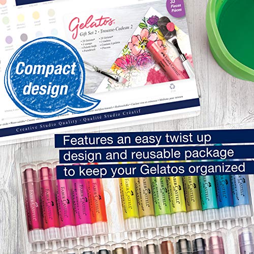 Faber-Castell Gelatos Dolce 2 Gift Set: 28 Watercolor Gel Crayons and Watercolor Supplies for Painting, Drawing & Art, Versatile Adult Pigment Crayons, Journaling Supplies for Artists & Hobbyists - style: Dolce 2 Gift Set