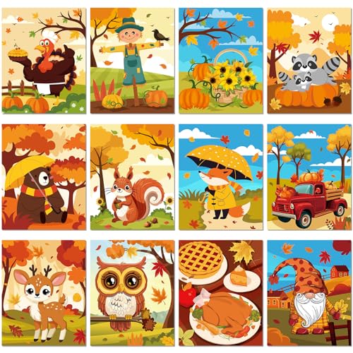 Sherr 12 Pcs Pre Drawn Canvas Pre Printed Canvas for Adults Sip and Paint Party Canvases Painting Kit for Summer Easter Mother's Day Party Favor(Happy Autumn,8 x 10 Inch) - size: 8 x 10 Inch, style: Happy Autumn