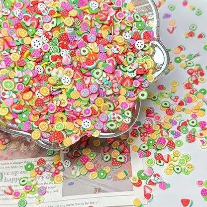 4000Pcs 3D Fruit Nail Art Slices 3D Clay Fruit Nail Rhinestones Kawaii Cartoon Grapes Watermelon Lemon Orange Nail Jewelry Strawberry Nail Gems Nail Supplies for Acrylic Nails DIY Craft Accessories - color: green