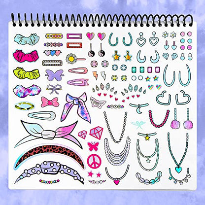 Fashion Angels Make-up & Hair Design Sketch Portfolio, Includes 40 Sketch Sheets, 4 Stencil Sheets & Stickers, Sketchbook for Beginners & Kids Ages 6+ - color: Make-up & Hair