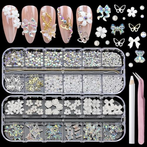 Flower Nail Art Charms Rhinestones Nail Charms Luxurious Nail Supplies Accessories Nail Gems Jewelry Rhinestones for Women Nail Design - color: Colorful-05