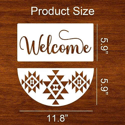 Welcome Stencils for Painting on Wood 12” Welcome Stencil for Wood Sign Hello Doormat Stencils Templates for Door Hanger Door Mat Fabrics - style: Daily 13p
