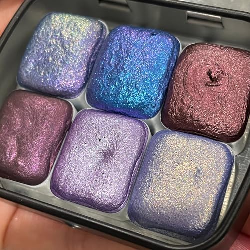 IUILE Handmade Watercolor Paints - Purple Half Pan Set (6 colors) - color: Purple