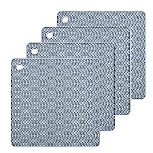 Silicone Trivets Mats Silicone Pot Mat for Countertop Trivet Pads Heat Resistant Table Placemats 4 Pack,Size:7.5x7.5 Inch, Shape:Square (Light Grey) - color: B: Light Grey