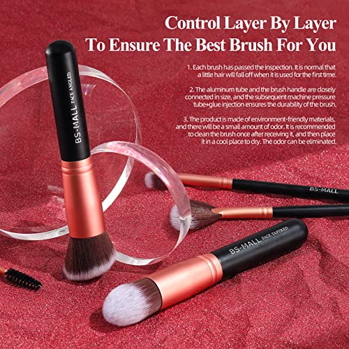 Makeup Brushes BS-MALL Premium Synthetic Foundation Powder Concealers Eye Shadows Makeup 14 Pcs Brush Set, Rose Golden, with Case - color: Rose Golden