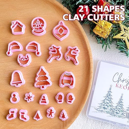 KEOKER Christmas Clay Cutters, Christmas Clay Cutters for Jewelry Making, 21 Shapes Christmas Clay Earrings Cutters, Christmas Polymer Clay Cutters (All) - color: ALL