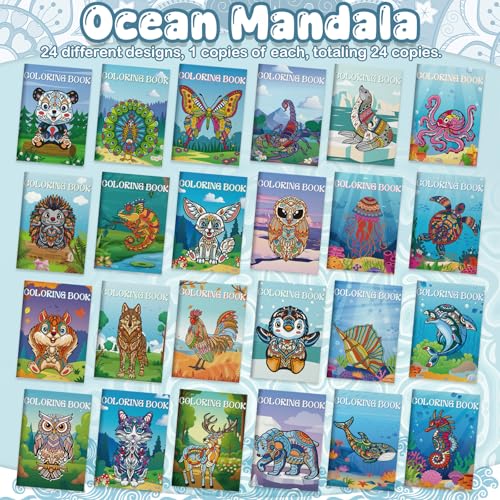 Liliful 24 pcs Undersea Mandala Coloring Book Bulk Intricate Marine Life & Mandala Design Coloring Books, Ideal for Party Favors, Goodie Bag Fillers & Creative Gifts - style: Undersea Mandala