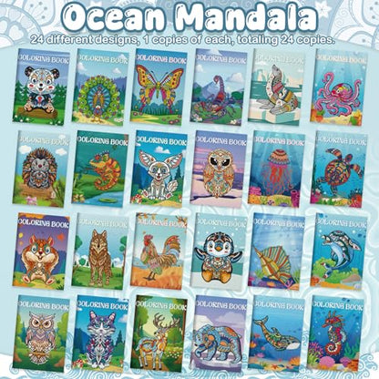 Liliful 24 pcs Undersea Mandala Coloring Book Bulk Intricate Marine Life & Mandala Design Coloring Books, Ideal for Party Favors, Goodie Bag Fillers & Creative Gifts - style: Undersea Mandala