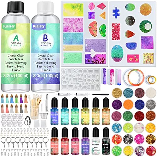 IGaiety Resin Jewelry Making Kit 240 Pcs Silicone Epoxy Resin Mold Keychain Starter Kit Bundle with Epoxy Molds and Pigments Tools for Beginners Adults Jewelry Earring Making - size: XX-Jewelry Mold