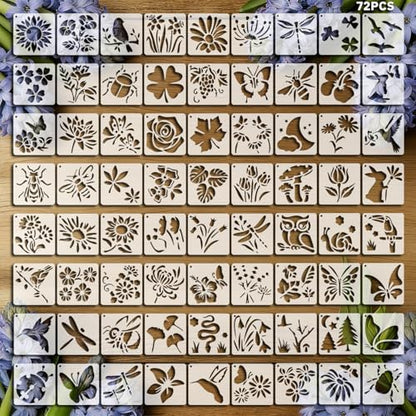 72 Pcs Butterfly Flower Stencils for Painting Set, Reusable Botanical Leaf Dragonfly Plants Painting Templates - Stencil Crafts Drawing Templates for DIY Scrapbook, Home Wall Murals, Canvas Wood Signs - style: Butterfly Plants