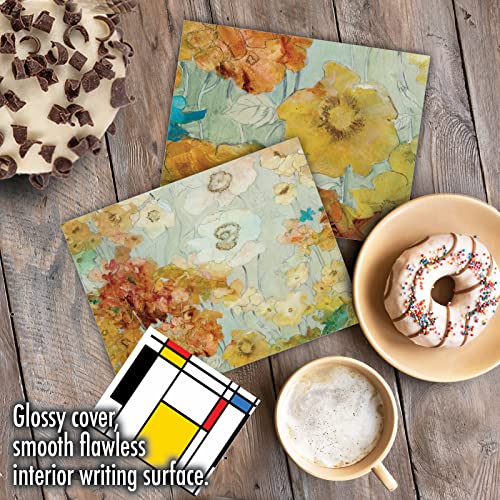 The Best Card Company - 10 Boxed Note Cards with Flowers - Blank Assorted Floral Notecards Bulk (4 x 5.12 Inch) - Batik Blossoms M6590OCB - style: Batik Blossoms