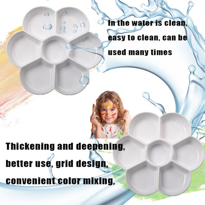 7-Well Flower Mixing White Ceramic Artist Paint Palette Tray for Watercolor Gouache Acrylic Oil Paintin (3")