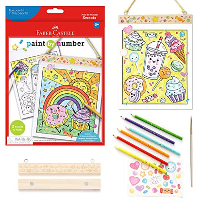 Faber-Castell Paint by Number Sweets - Kids Watercolor Paint by Number Craft (Ages 6+) - style: Sweets