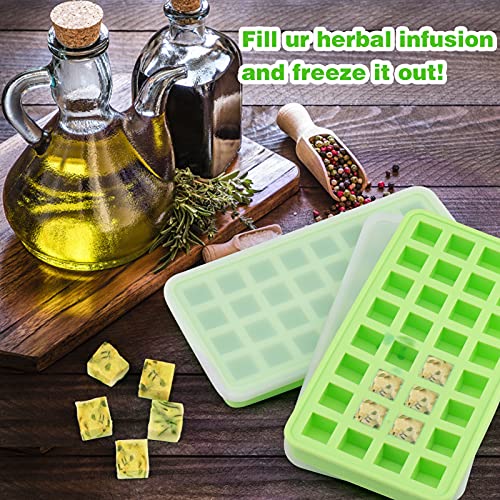 AIERSA Silicone Molds for Herb-Infused Oil Cubes, 1Pcs 32 Cavity Mini Candy Gummy Tray, 5/8x5/8x5/8in Square Chocolate Molds with Lids & 1 Droppers DIY Homemade Herbal Blocks, Jello, Pralines Caramels - color: 1 pcs