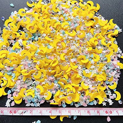 EHOPE Fake Sprinkles Resin Sprinkles Fake Candy Sprinkles Clay Sprinkles Polymer Sprinkles Polymer Clay Slices for Nail Art DIY Crafts Cake Phone Case(40G-Moon+Zuan-22) - color: 22-Moon+ Zuan