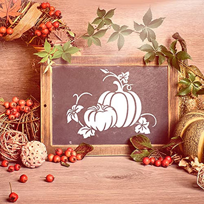 Clabby 5 Sheets Fall Thanksgiving Stencils for Painting on Wood Large Pumpkin Reusable Stencils Fall Art Painting Template for Windows Wall DIY Crafts Decorations(7.9 x 5.5 Inch) - size: 7.9 x 5.5 Inch