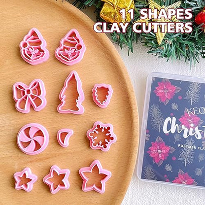 KEOKER Christmas Clay Cutters, Winter Polymer Clay Cutters for Earrings Making, 10 Shapes Holiday Clay Earrings Cutters, Poinsettia Clay Cutters, Grinch Clay Cutter (Earring Clay cutter2) - color: earring clay cutter2