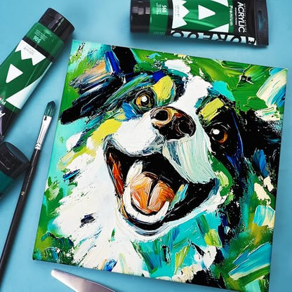 AUREUO Green Light Acrylic Paint, 4 Fl Oz / 120ml Single Tube, Rich Pigment Art Craft Paints for Canvas, Rock, Stone, Wood, Fabric, Art Supplies - color: Green Light, size: 4 Fl Oz (Pack of 1)