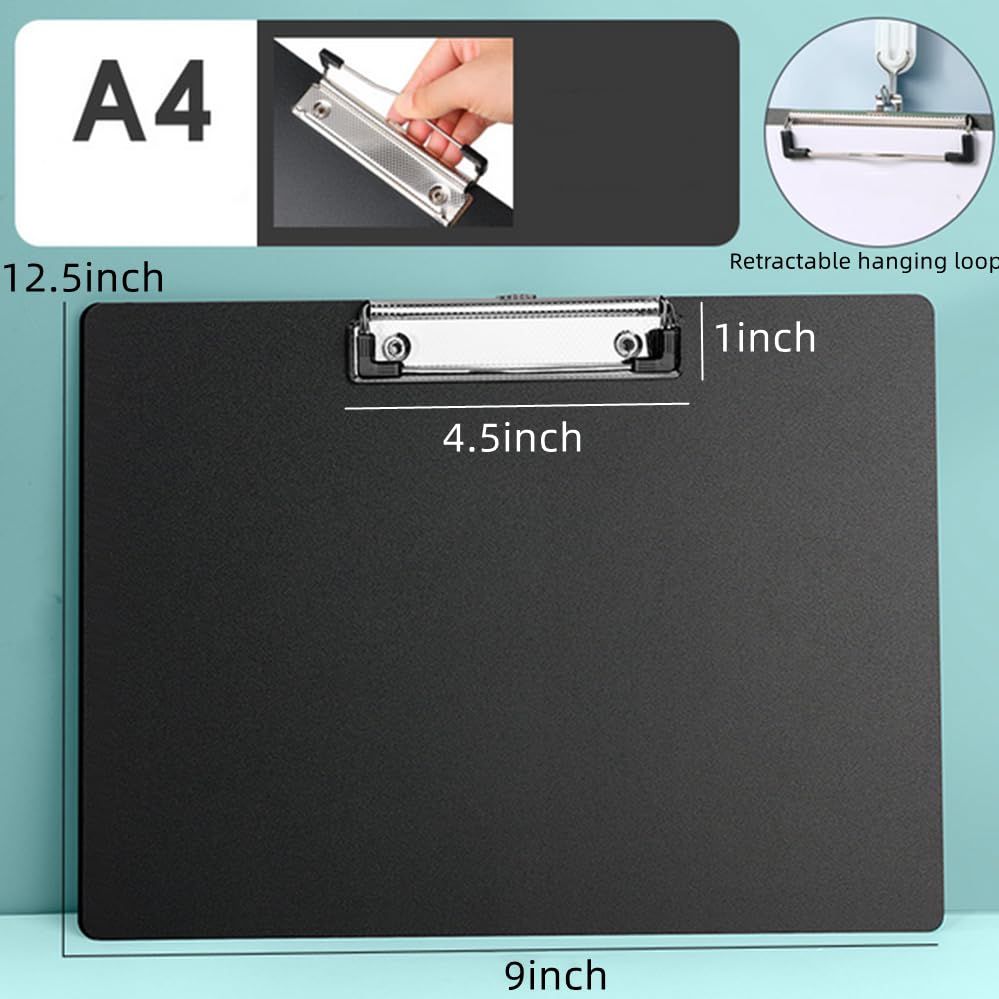 A4 Clipboard Black,Clip Boards Set of 8,Clip Board&Low Profile Clip,Letter Size Drawing Board Sketching Tool,12.5 x 9 Hanging File Folders Plastic Folder for Nurses,Students,Office (Horizontal) - style: Horizontal