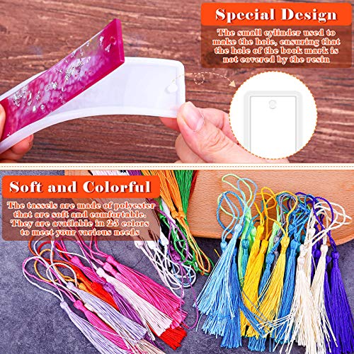 Caffox Bookmark Mold Kit with 100pcs Tassels and 10pcs Silicone Molds for Epoxy Resin Casting