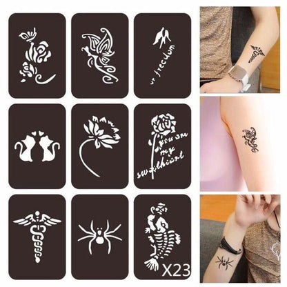 12 Sheets Henna Tattoo Stencil Kit – Reusable Mehndi Templates for Hands, Face, Ankles & Body – Temporary Tattoo Stickers for Bride, Women, Kids & Adults – Airbrush & Body Paint Supplies