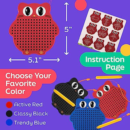 AYNAT FUN Magnetic Drawing Board for Kids & Toddlers with Beads and Magnet Stylus Pen - Magnetic Travel Toy for Airplane & Car Ride Activities for Kids - color: Red