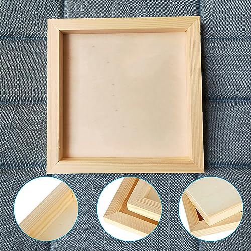 10 Pack Wood Board 8 x 8 inch Unfinished Wooden Canvas Board Square Wood Board Wooden Canvas Board Blank Wooden Canvas for Painting Painting Pouring Burning and DIY Craft Projects - size: 8inch
